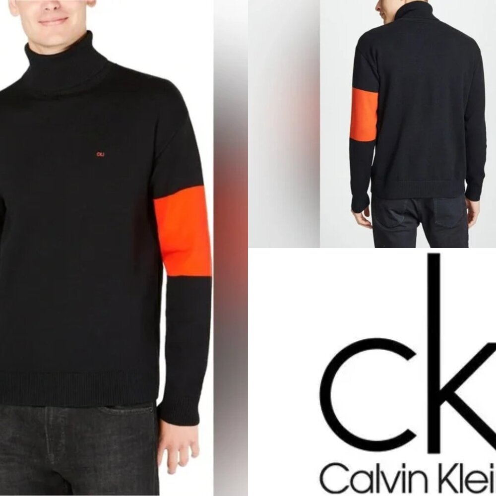 Calvin Klein Jeans Black and Red Crewneck Sweater